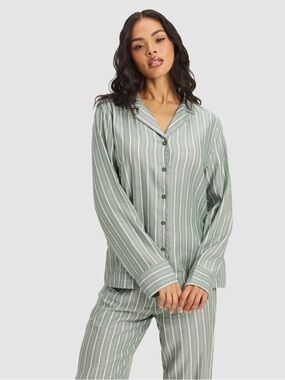 Cozy Earth Soft Woven Pajama Set Size Small in Striped Jasper Retail $168